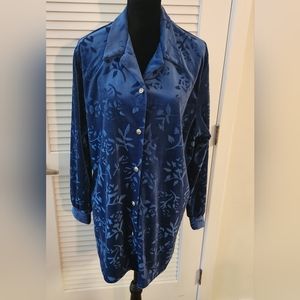 Vintage Diane Von Furstenberg The Color Authority Blue Velvet Jacket Sz 1XVintag